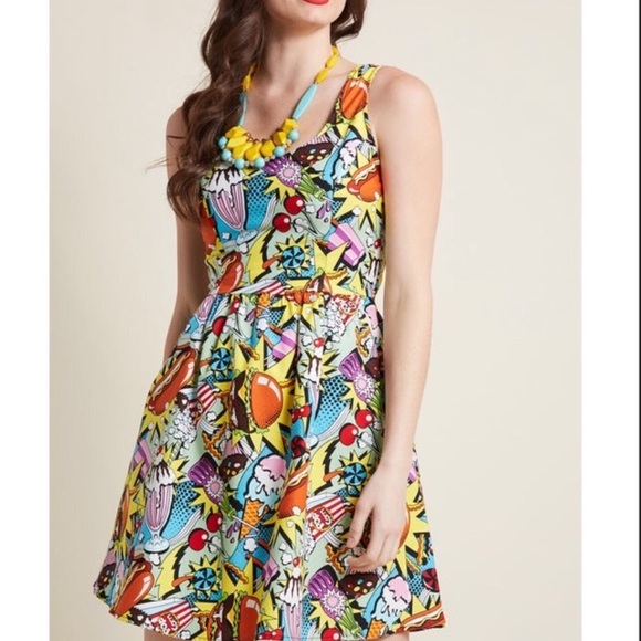 ModCloth Good Enough To Eat Skater Dress New - Picture 1 of 8